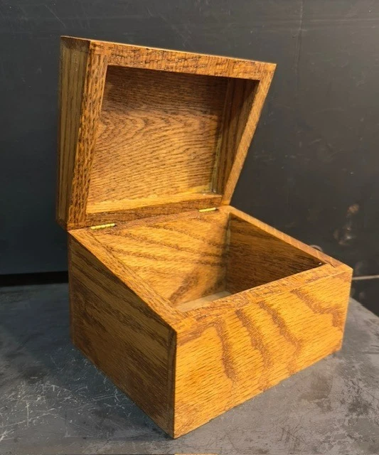 Solid Wood Keepsake Recipe Box Hinged Lid Storage Organizer Rustic FarmDecor - Image 1 of 4