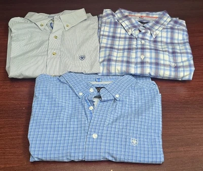 Ariat Pro Shirts Men's 2XL Lot Of 3 Western Rodeo Cowboy Long Sleeve Button Up  - Image 1 of 4