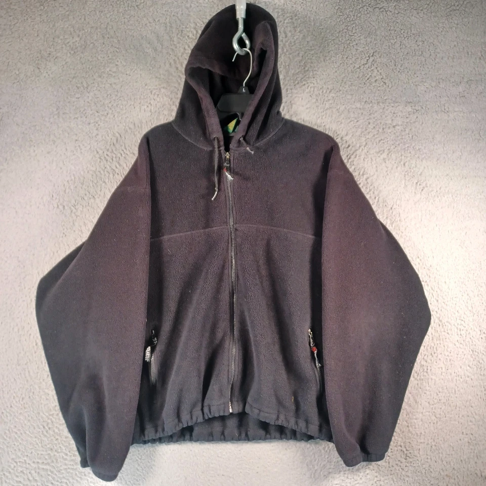 Cabelas Hombres Negro Cremallera Completa Sudadera con Capucha Chaqueta Talla Grande Cremallera Bolsillos Cuello Cordón Foto 1 de 4