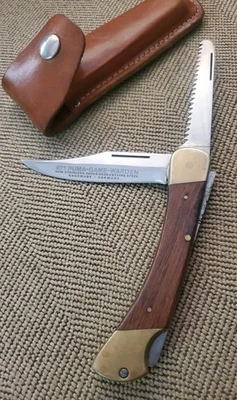 Cuchillo de caza plegable vintage años 70 alemán PUMA 971 GAME-WARDEN con cierre con funda usado en excelente estado Foto 1 de 4