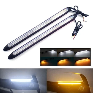 2X LED Daytime Running Light White DRL Driving Turn Signal Fog Lamps Amber 12V - Picture 1 of 9