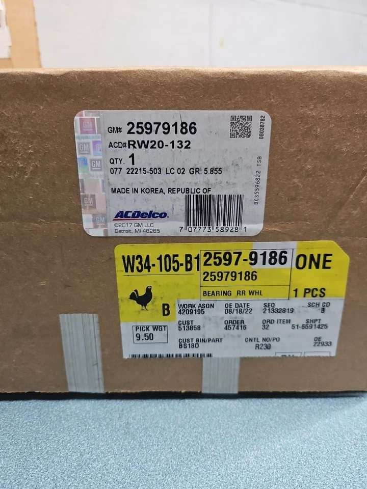 Conjunto de cojinete de rueda y buje trasero GM 25979186 OEM ACDelco RW20-132 Foto 1 de 1