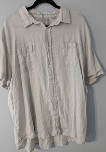 Bruno 100% Linen Men's Shirt Size XXL Off White/Cream Button Up Short Sleeve - Foto 1 di 8