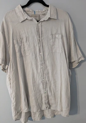 Bruno 100% Linen Men's Shirt Size XXL Off White/Cream Button Up Short Sleeve - Image 1 of 4