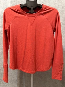 Top para mujer Evereve puños con botones a presión manga larga suave cómodo rojo-naranja talla pequeña - Imagen 1 de 8
