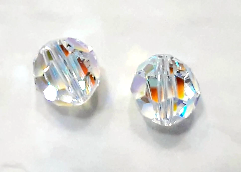 Swarovski 10mm Crystal AB Round Beads – 19pc 5000 Faceted Vintage Lot