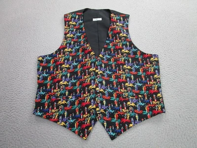 Paulette Lust Vest Mens Large Black Multicolor Novelty Dancing Music Made USA - Image 1 of 4