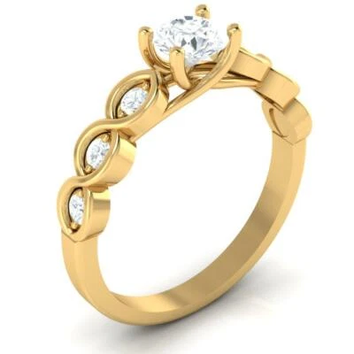 14K Yellow Gold Natural Diamond SI1 G 0.90 Ct Solitaire Anniversary Ring 5.10 MM - Image 1 of 4