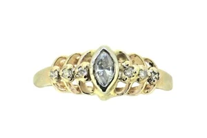 1/4ct Diamond Solitaire w/ Accent Ring 14k Yellow Gold 3.6g Size 8.75 - Picture 1 of 9
