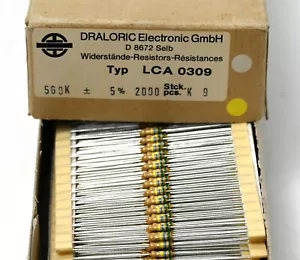 1800x Draloric LCA 0309 resistencia, 560 kOhm / 0,35 W, resistencias amplificador de tubo, nuevo de lote antiguo - Imagen 1 de 1