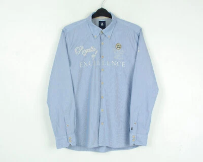 GAASTRA Hombres L Camisa Abotonada Rayas Regata Mangas Largas Formal Oxford Top Foto 1 de 4