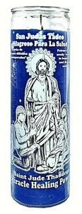 CANDELA SAN GIUDA MIRACOLO POTERE CURATIVO BLU -SAN JUDAS MILAGROSA LA SALUD AZUL - Foto 1 di 1