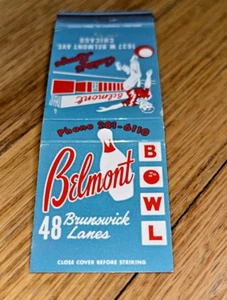 Vintage Matchbook Cover BELMONT LANES BOWLING 1637 W. Belmont Ave. CHICAGO - Afbeelding 1 van 3