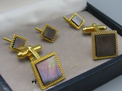 Gemelos para hombres malva madreperla con botón caja de exhibición joyería vintage DB164 Foto 1 de 4