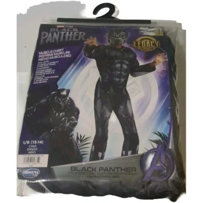 Marvel Disfraz Pantera Negra Niño L (12-14) Juego de 2 Piezas Nuevo con Etiquetas Traje Acolchado y Máscara Foto 1 de 4