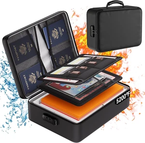 5200°F Fireproof & Waterproof Document Organizer with Lock – 8-Layer Storage - Picture 1 of 12