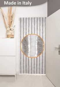 Flauschvorhang Grau/Weiß 90x200cm Türvorhang Insektenschutz Chenille Balkon - Bild 1 von 6