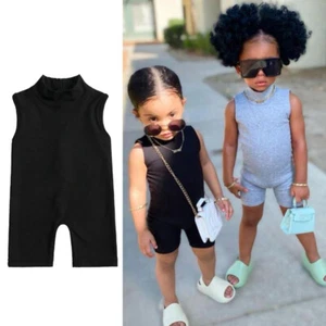 Baby Kid Toddler Girls Casual Sleeveless Jumpsuit Outfit Clothes One-Pieces - Picture 1 of 14