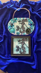 2Whimsical Mermaid Art Wall Hanging. Beach, Coastal, Nautical, Ocean, Sea Decor. - Picture 1 of 8