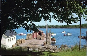 Lobster Wharf Maine Postcard Unposted - Picture 1 of 2