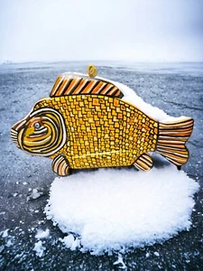 Folk Art Ice Fishing Decoy~Jim Scheibner~JCAS Lure Co~Hand Crafted~Yellow Carp - Picture 1 of 6