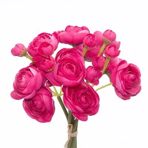 Silk Ranunculus Bouquets for Decor 6 Pcs Rose Red Artificial Flowers Faux Ran... - Picture 1 of 6