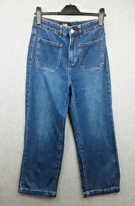 Dotti Size 8 Front Pocket Straight Leg Cropped Length Mid Wash Denim Jeans - Picture 1 of 8