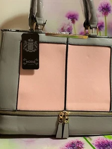Ladies Powder Pink Fashion Contrast Women Tote Bag With Zip for any occasions - Picture 1 of 8