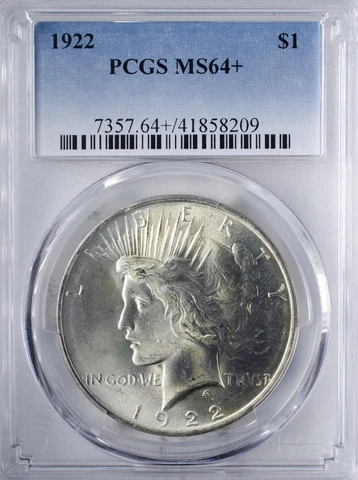 1922 Peace Dollar PCGS MS64+ Cover