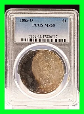 Unique 1885 O Morgan Dollar MS 65 PCGS Double Sided Crescent Toning - Ying Yang - Image 1 of 4