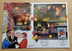1998 Malaysia KL'98 Commonwealth Games Preprinted Stamp FDC (Bukit Jalil Cachet) - Picture 1 of 2