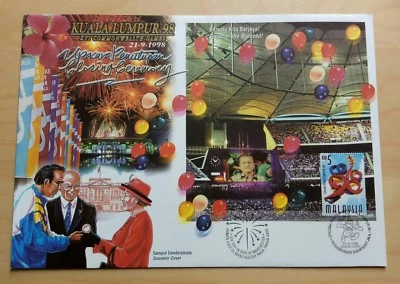 1998 Malaysia KL'98 Commonwealth Games Preprinted Stamp FDC (Bukit Jalil Cachet) - Image 1 of 2