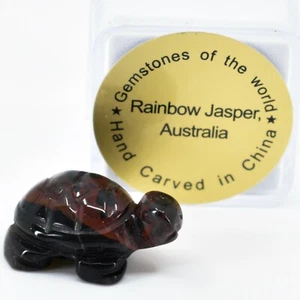 Rainbow Jasper Gemstone Tiny Miniature Turtle Figurine Hand Carved in China - Imagen 1 de 5