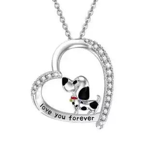 Niedliche dalmatinische Halskette Puppy I Love You Forever herzförmig - Bild 1 von 2
