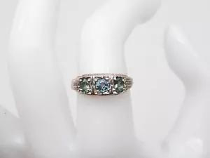 Vintage 1940 $2400 1ct Natural Blue Zircon Alexandrite 14k Yellow Gold Band Ring - Picture 1 of 7