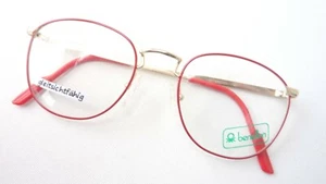 Benetton Pantobrille Rojo-Dorado Marca Montura Vintage Gafas Talla M - Imagen 1 de 4