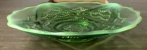 Vintage Green Opalescent 8 Inch Footed Plate Mint - Picture 1 of 5
