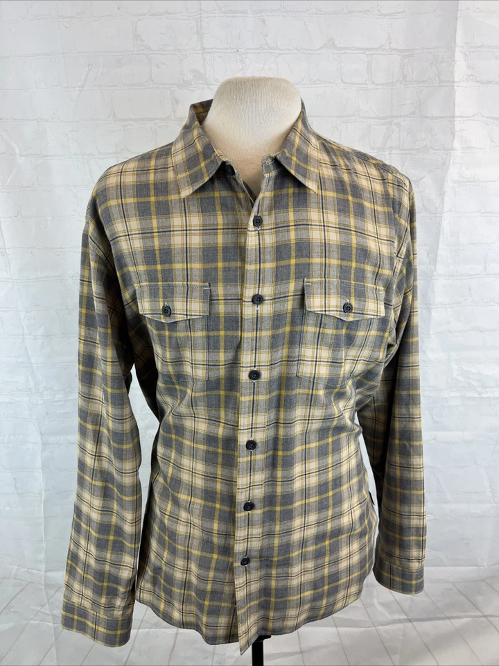 Camisa de vestir Patagonia para hombre gris y amarillo a cuadros mezcla de algodón L $158 Foto 1 de 4