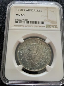 1950 South Africa 2 1/2 Shillings NGC MS 65 " # 1" TOP POP Business Strike - Picture 1 of 2