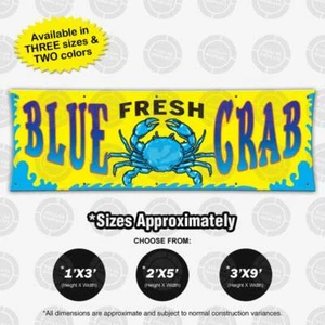 FRISCHE BLAUE Krabbe Banner Essen Restaurant offen Schild Laden Display buntes Vinyl Kabeljau - Bild 1 von 17