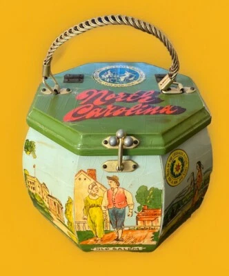 BOLSILLO/CARTERA OCTÁGONO DECOUPAGE MADERA VINTAGE ESTADO DE CAROLINA DEL NORTE 7,5" Foto 1 de 4