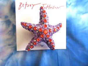 BETSEY JOHNSON AUTHENTIC Mermaid Jewels Starfish Adjustable Stretch Ring - Picture 1 of 6