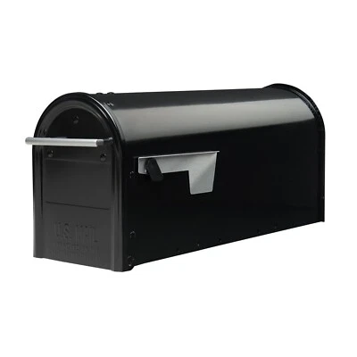 Architectural Mailboxes Franklin Post Mount Mailbox, Black with Silver Accent... - Image 1 of 4
