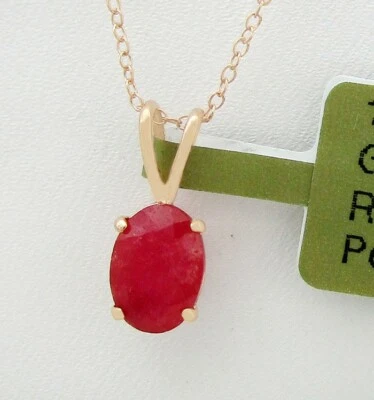 正品 0.86 克拉红宝石吊坠 14k 纯玫瑰金 - 美国制造 - 免费评估 — 第 1/4 张图片