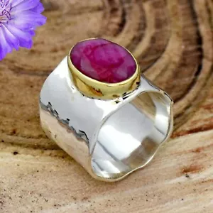 Lab Created Ruby Gemstone 925 Sterling Silver Ring Handmade Jewelry Ring Gift - Picture 1 of 4