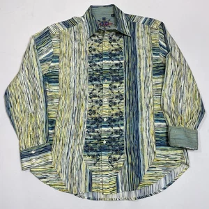 Robert Graham Shirt Mens XL Green Limited Edition Embroidered 70/190 Flip Cuff - Picture 1 of 19