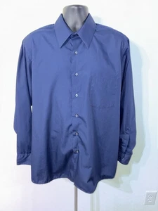 Camisa de vestir Van Heusen manga larga con botones azul marino para hombre 17 1/2 34/35 - Imagen 1 de 10