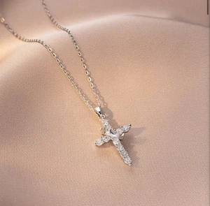 Royal Crown Cross Necklace with Crown - Silver - Picture 1 of 4