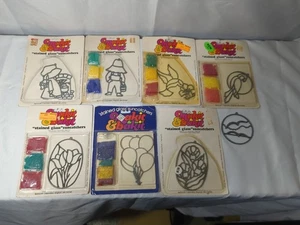 Vtg 80s Stained Glass Suncatcher Lot Of 8 Makit Bakit 7 New Sealed - Picture 1 of 7