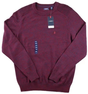 Izod Mens Pullover Sweater S Long Sleeve Textured Knit Crew Neck Cotton Red $60 - Picture 1 of 4